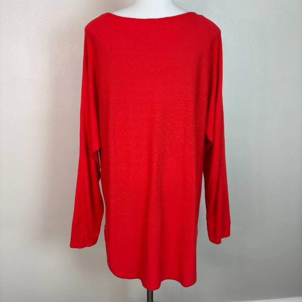 Michael Michael Kors Sweater XL‎ Bright Red Lightweight Pullover Cotton Blend